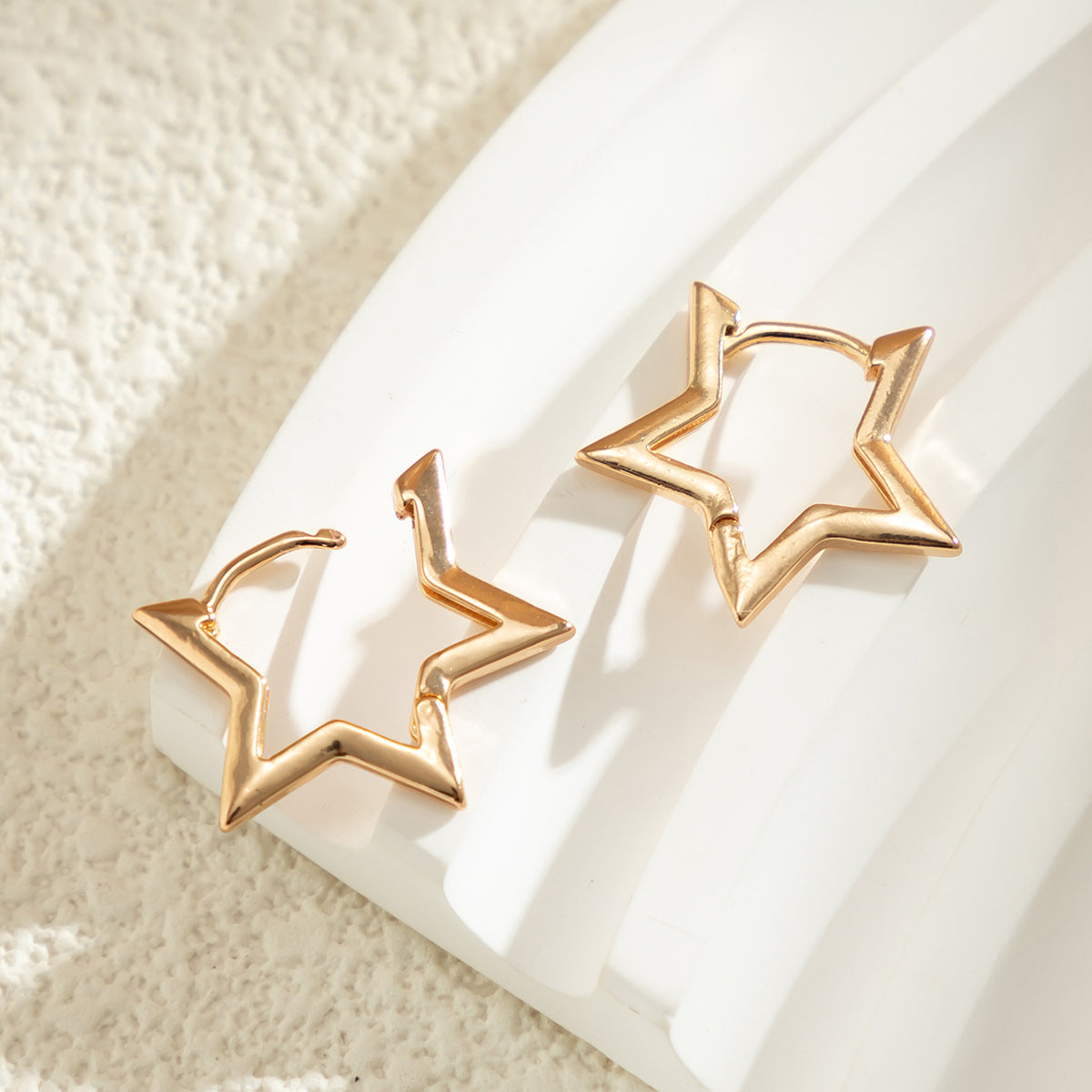 Moon Huggie Earrings - Star Hoops