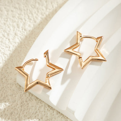 Moon Huggie Earrings - Star Hoops