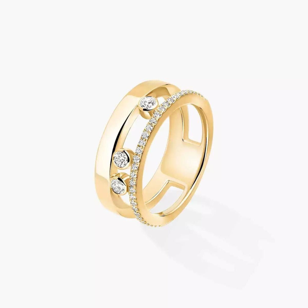 Three Stone Double Band Ring