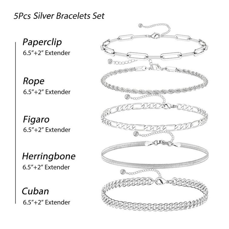 Liora - 5pc Classic Bracelet Set Silver