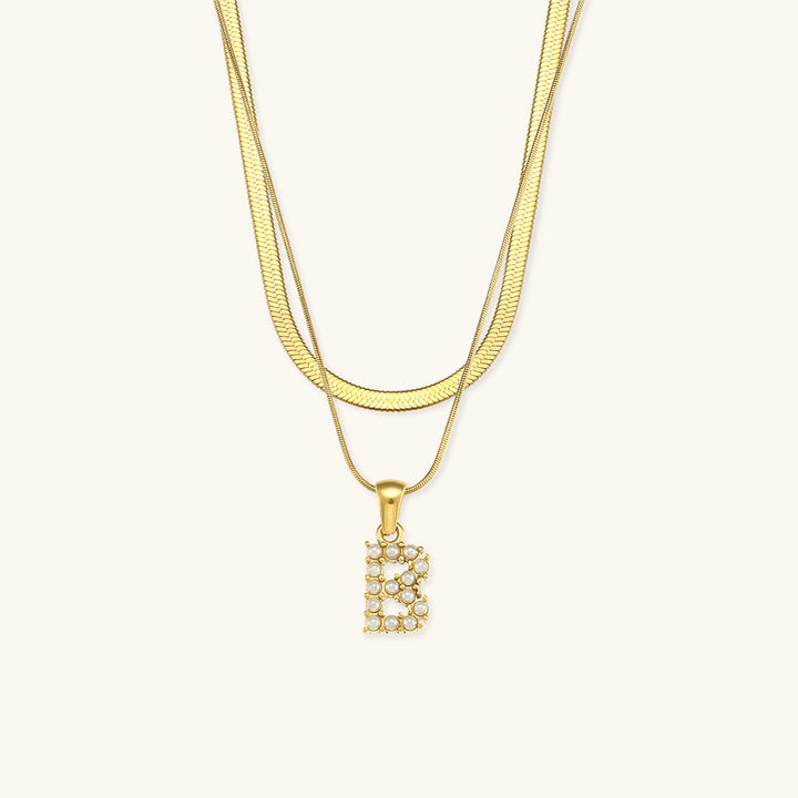 Marissa - Layered Gold Initial Letter Necklace