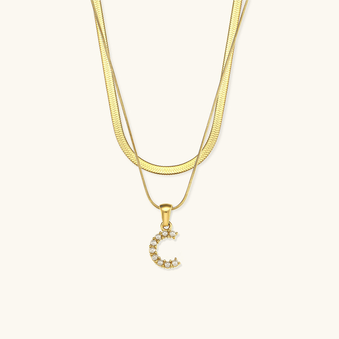 Marissa - Layered Gold Initial Letter Necklace