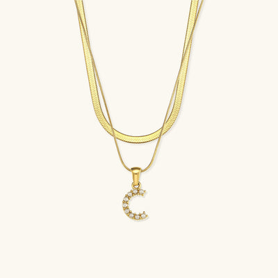 Marissa - Layered Gold Initial Letter Necklace