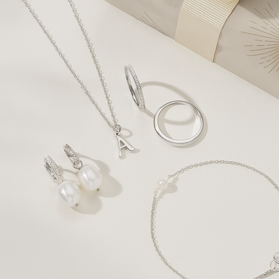 Susie | Silver Huggie Pearl Drop Earrings