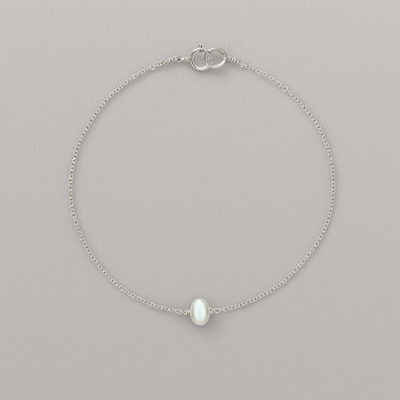 Silver Single Pearl Bracelet