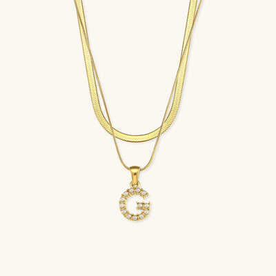 Marissa - Layered Gold Initial Letter Necklace