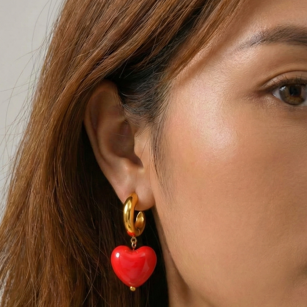 Glossy Heart Hoop Earrings