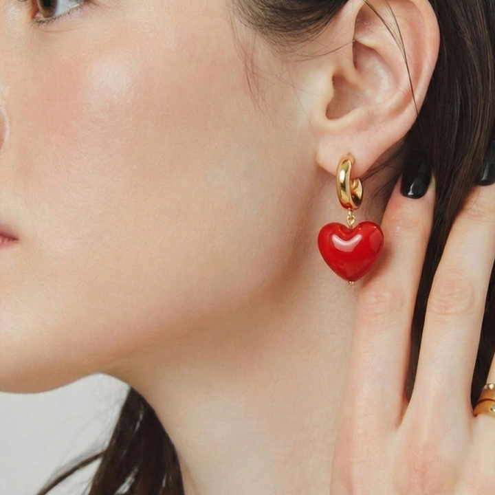 Glossy Heart Hoop Earrings