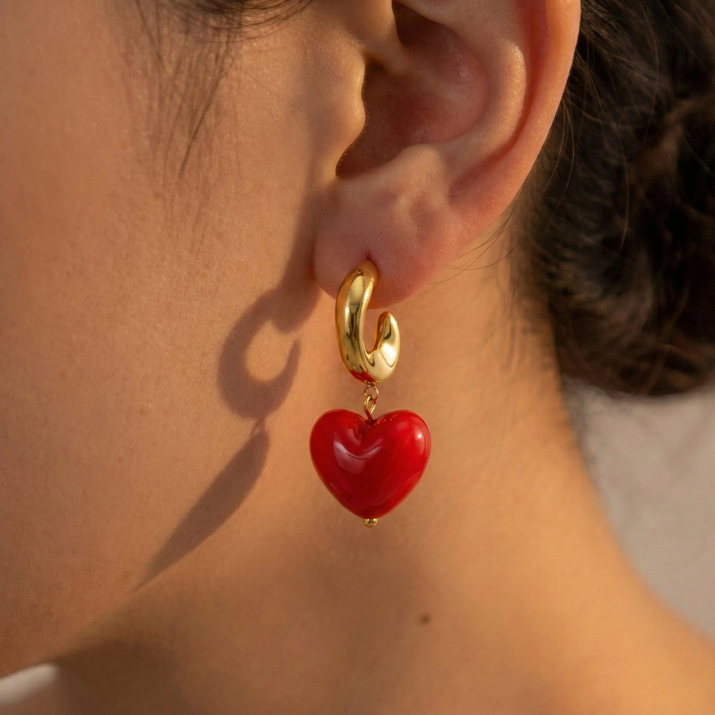 Glossy Heart Hoop Earrings