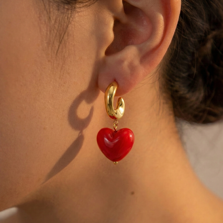 Glossy Heart Hoop Earrings