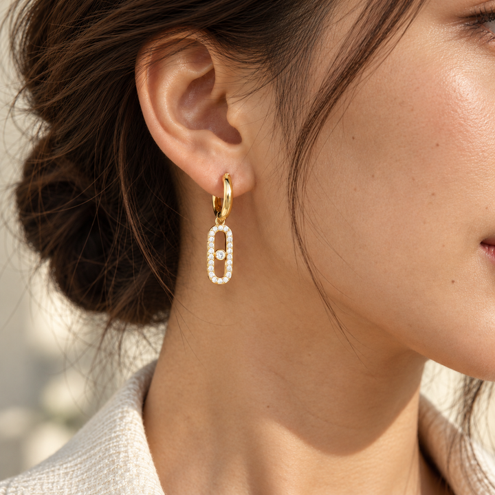 Elara Pavé Floating Stone Earrings