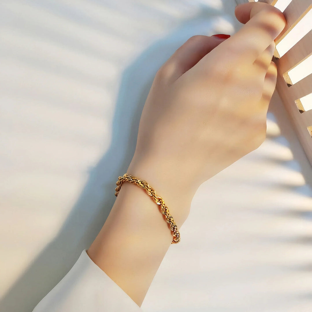 Stacey - Rope Chain Gold Bracelet
