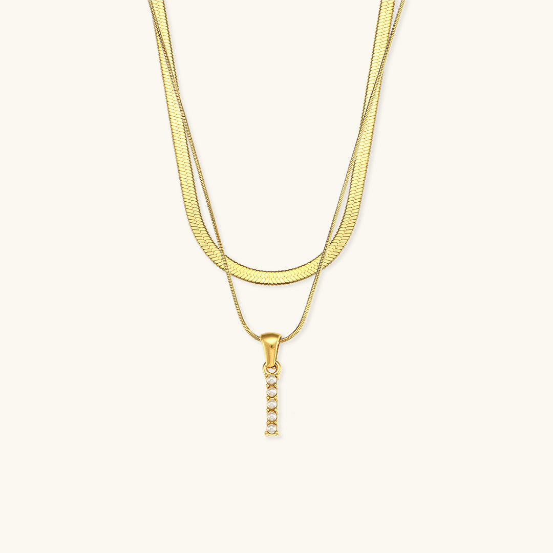 Marissa - Layered Gold Initial Letter Necklace