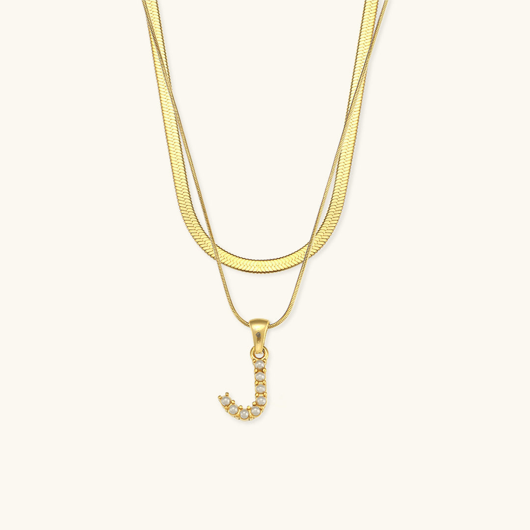 Marissa - Layered Gold Initial Letter Necklace