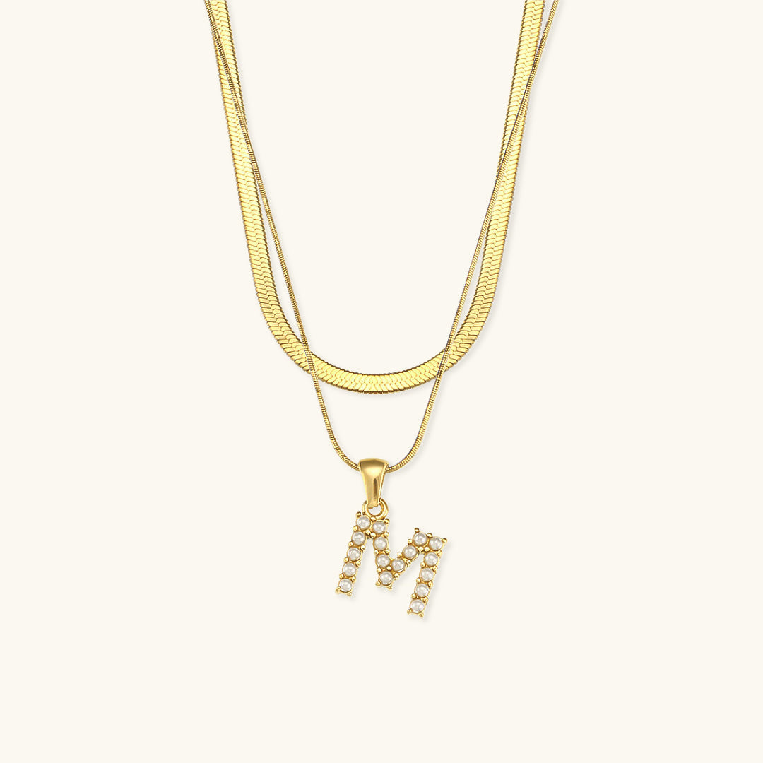 Marissa - Layered Gold Initial Letter Necklace