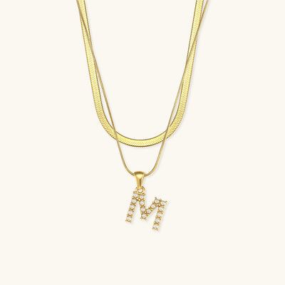 Marissa - Layered Gold Initial Letter Necklace