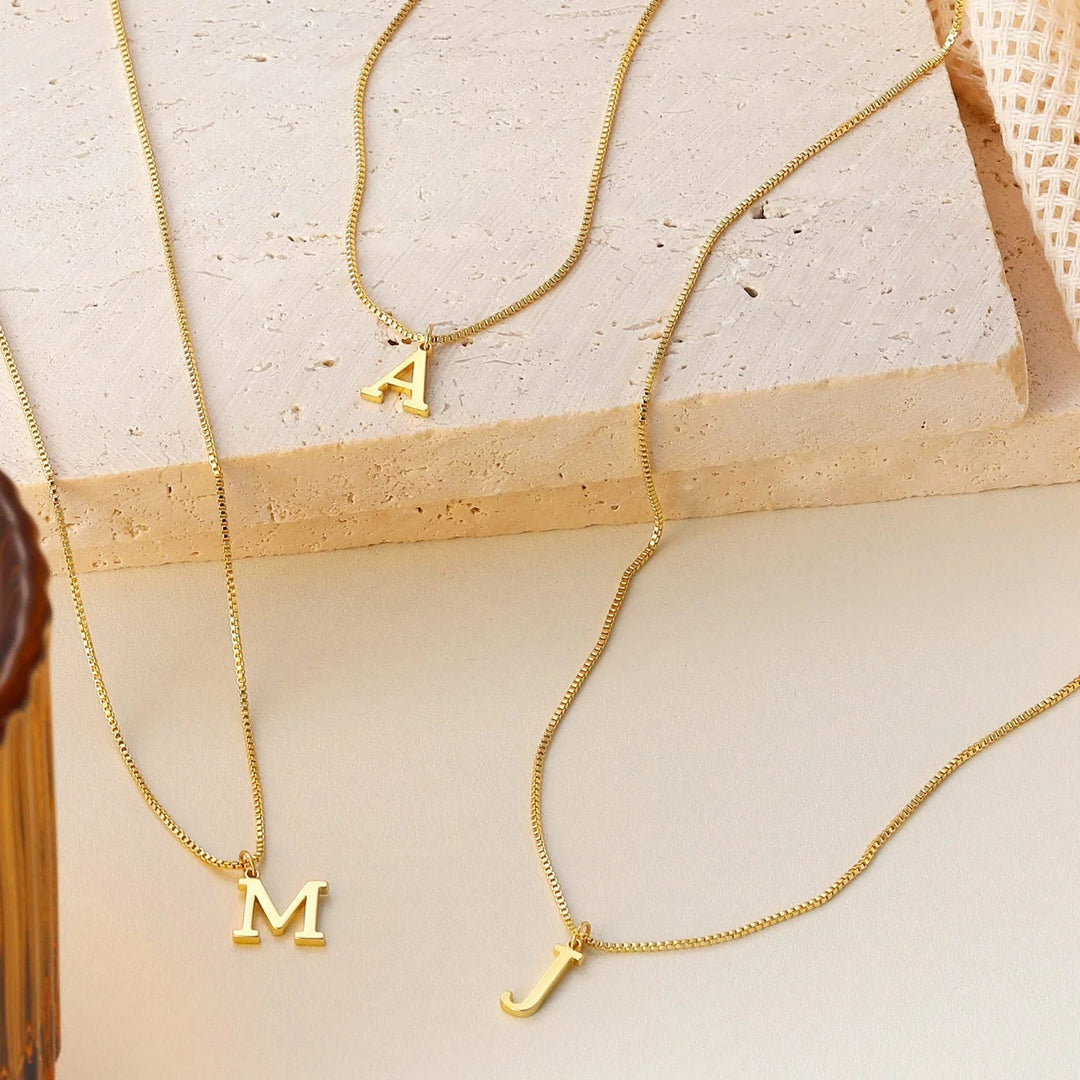 Karina - Letter Initial Gold Necklace