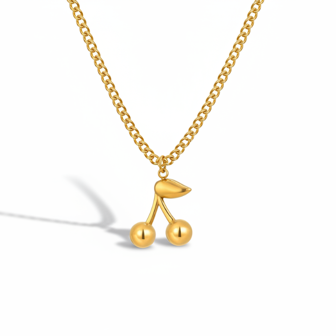 Cherry Pendant Gold Necklace