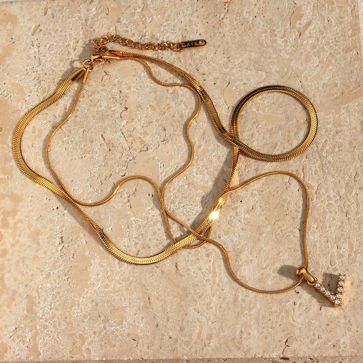 Marissa - Layered Gold Initial Letter Necklace