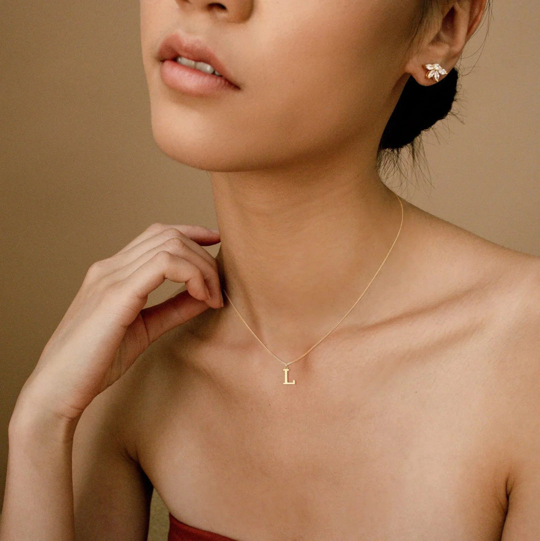 Karina - Letter Initial Gold Necklace