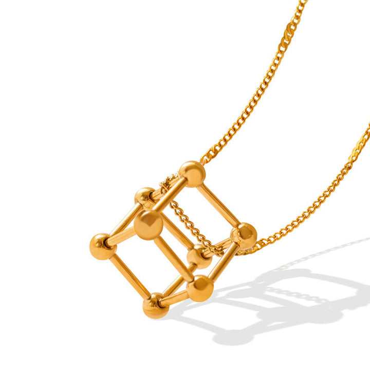 Geometric Cube Gold Necklace