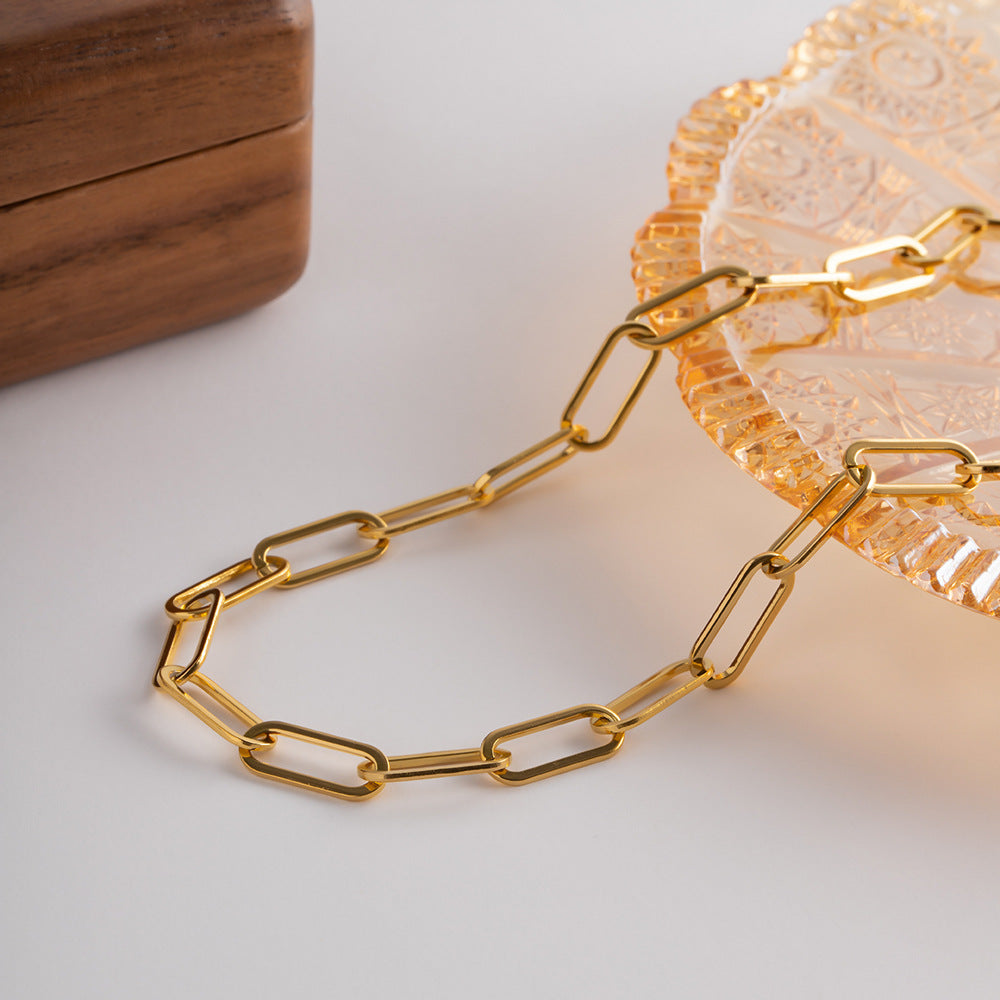 Keira - Gold Paperclip Chain Necklace