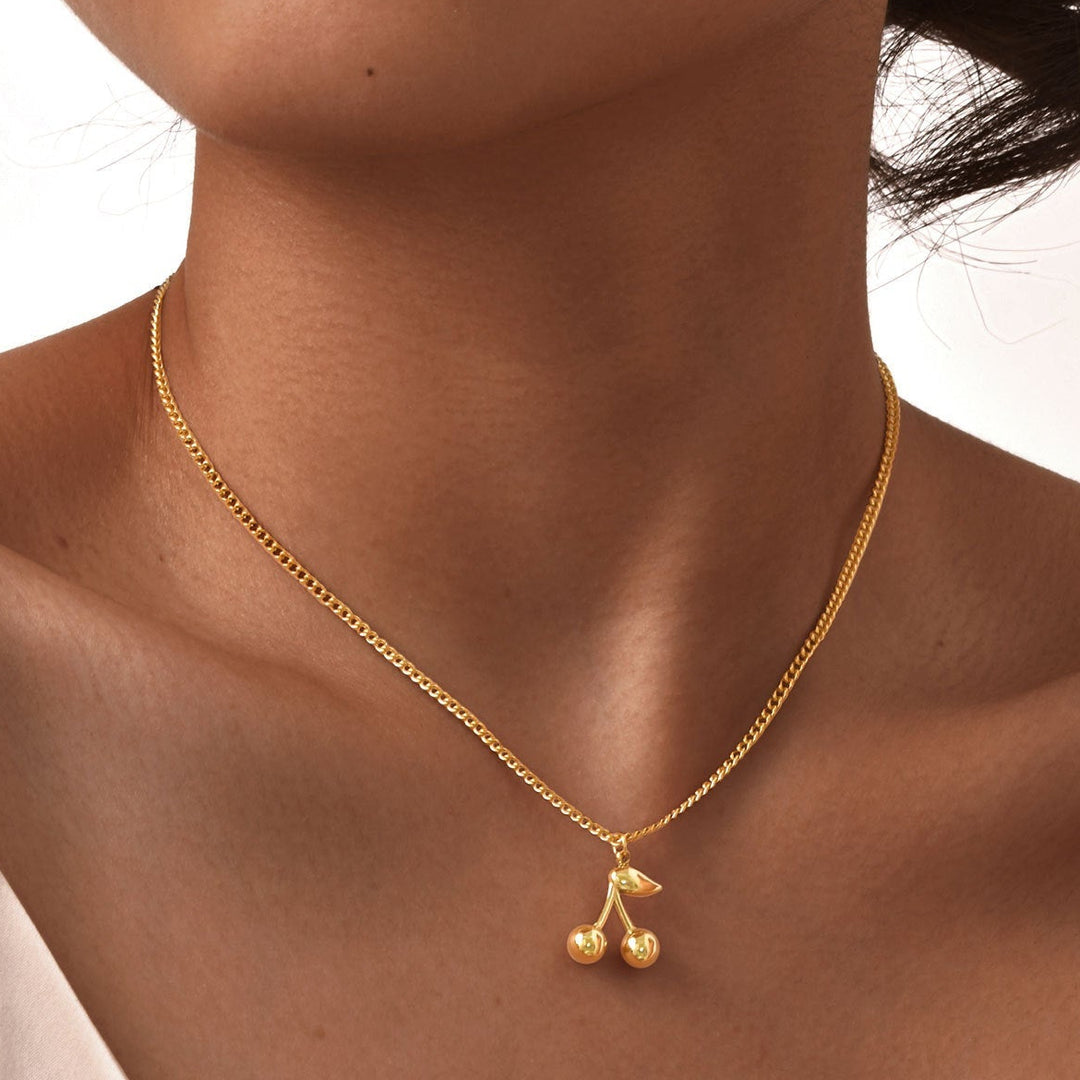 Cherry Pendant Gold Necklace