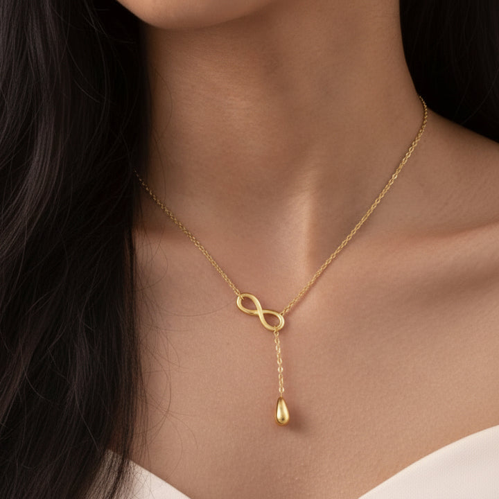 Infinity Drop Gold Necklace
