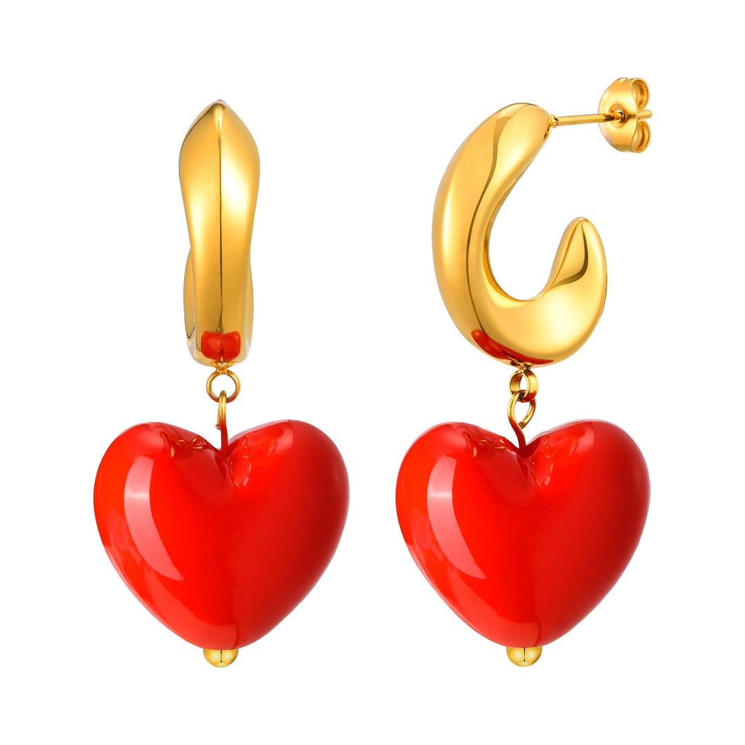 Glossy Heart Hoop Earrings
