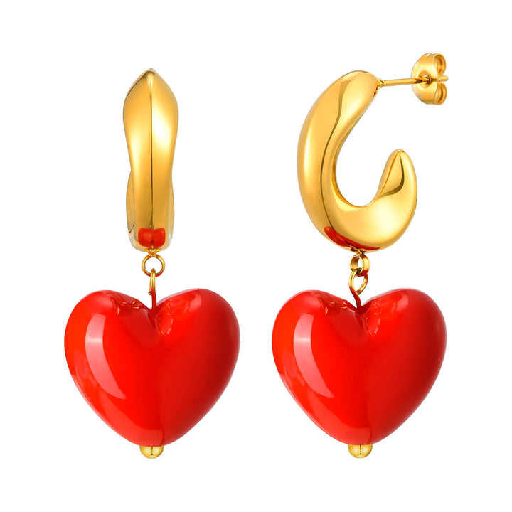 Glossy Heart Hoop Earrings