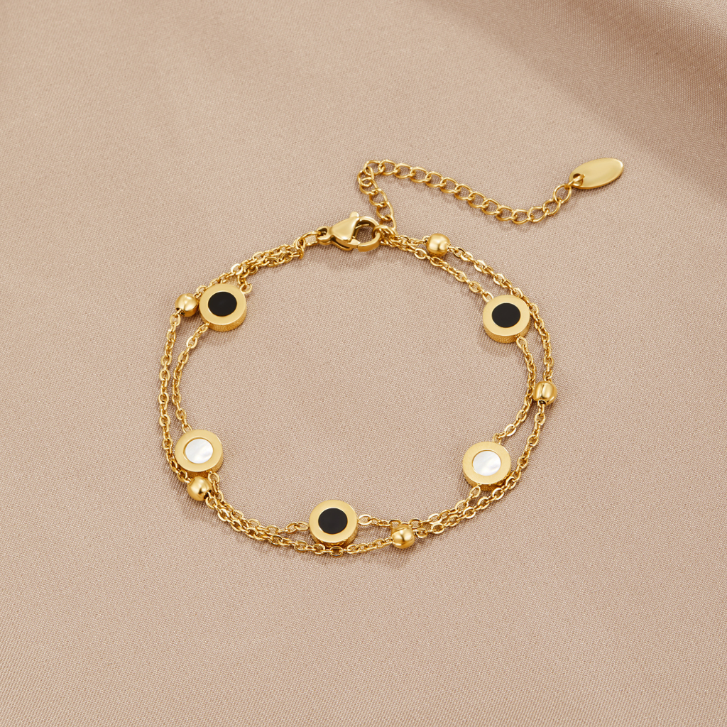 Sophia - Onyx &amp; White Stone Bracelet