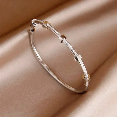 Novara - Diamond Hex Bangle Bracelet