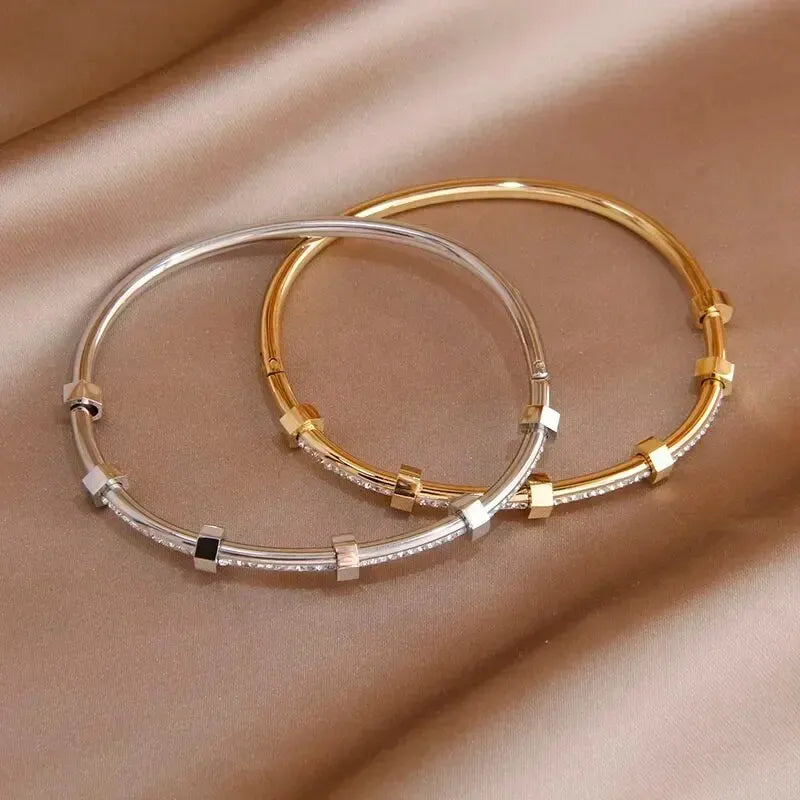 Novara - Diamond Hex Bangle Bracelet