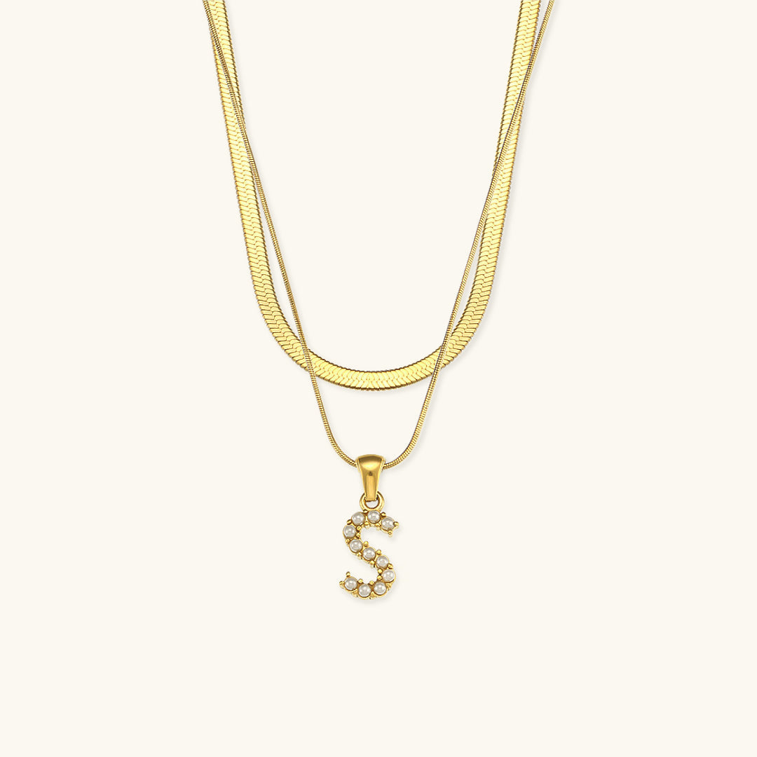 Marissa - Layered Gold Initial Letter Necklace