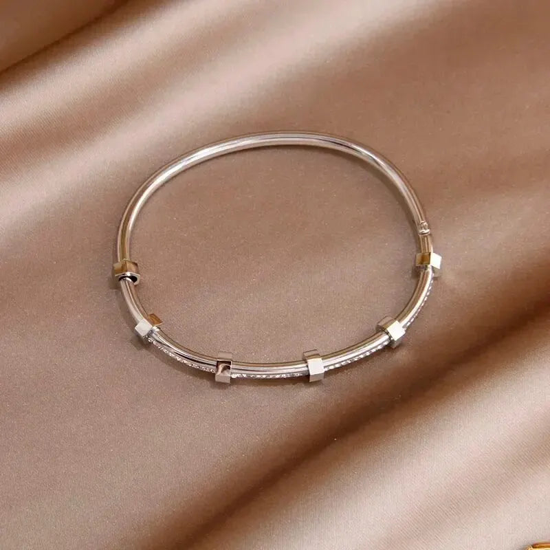 Novara - Diamond Hex Bangle Bracelet