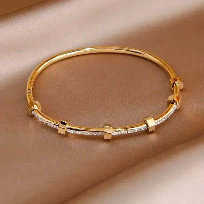 Novara - Diamond Hex Bangle Bracelet