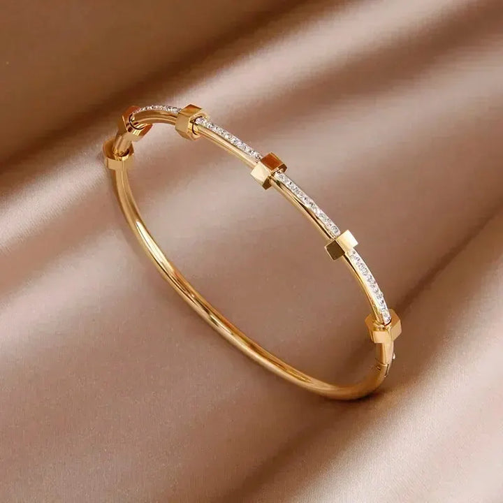 Novara - Diamond Hex Bangle Bracelet