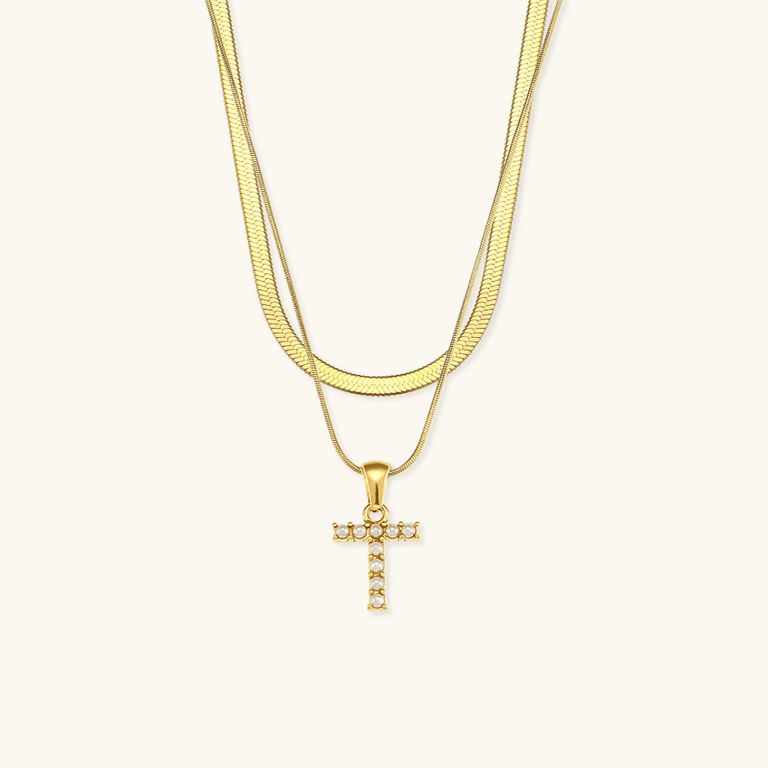 Marissa - Layered Gold Initial Letter Necklace