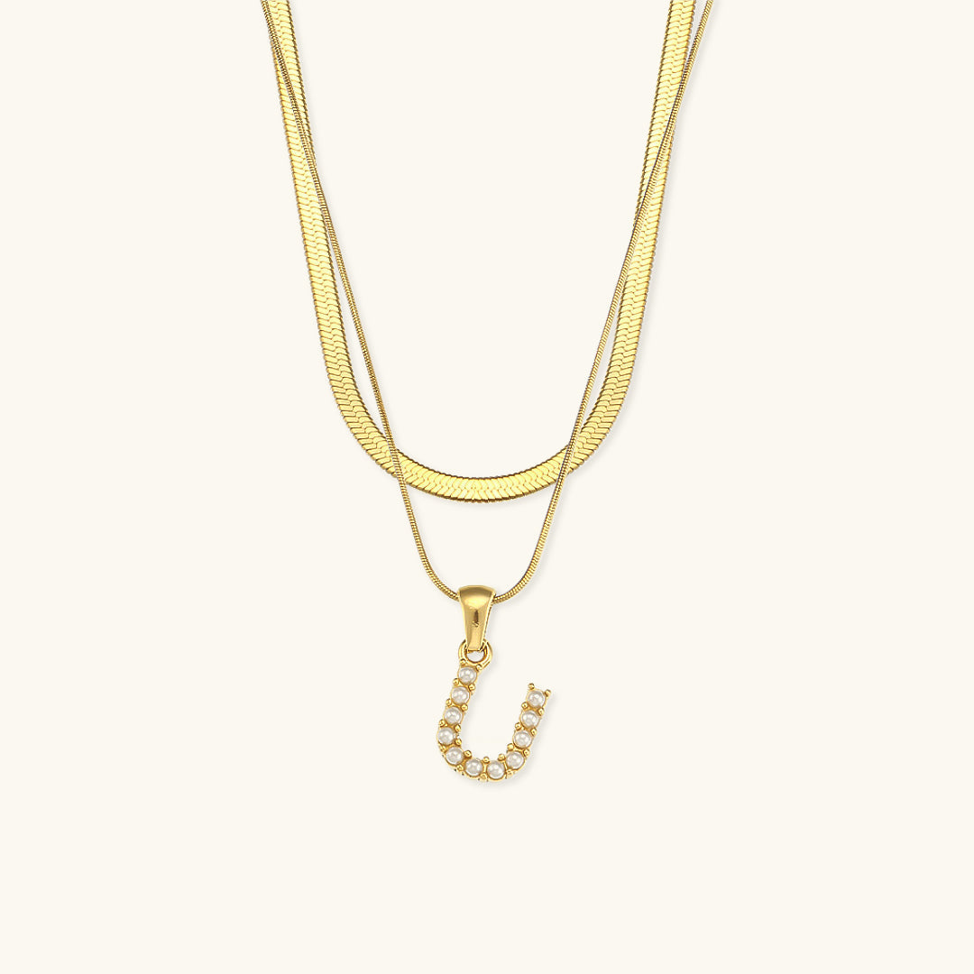 Marissa - Layered Gold Initial Letter Necklace