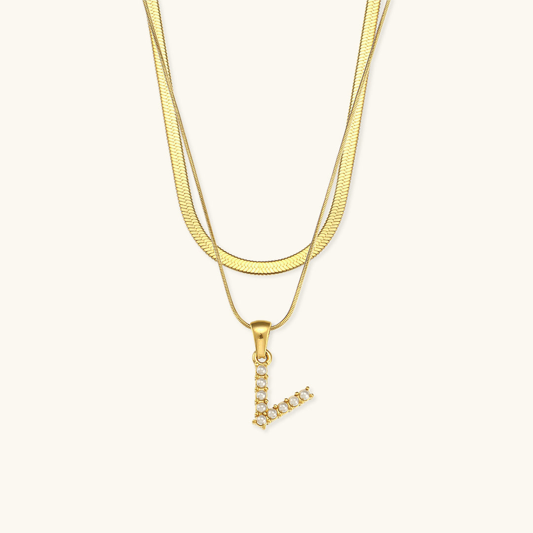 Marissa - Layered Gold Initial Letter Necklace