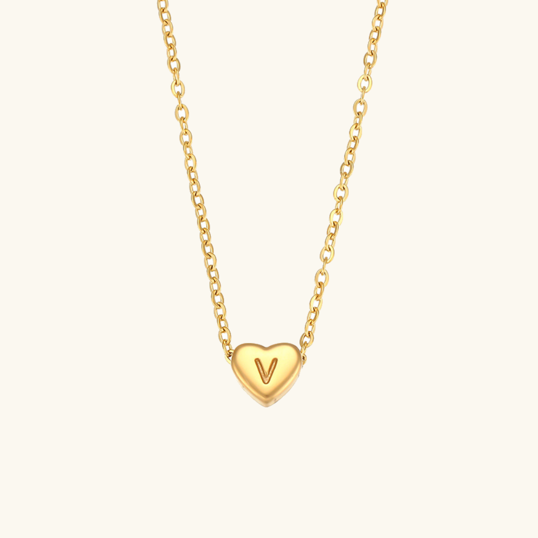 Juliette - Heart Initial Gold Necklace