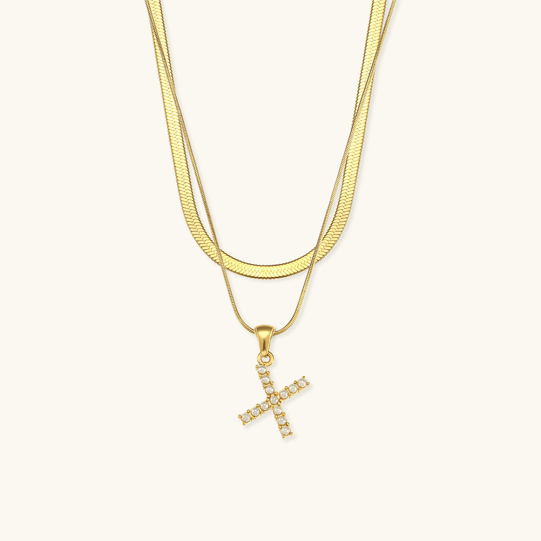 Marissa - Layered Gold Initial Letter Necklace