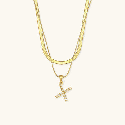 Marissa - Layered Gold Initial Letter Necklace