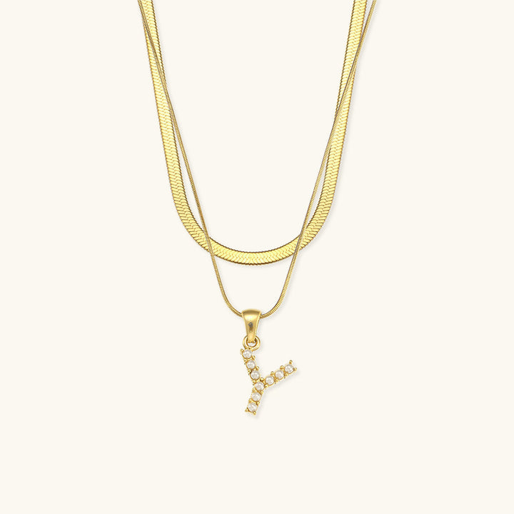 Marissa - Layered Gold Initial Letter Necklace