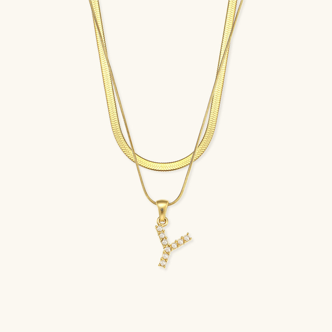 Marissa - Layered Gold Initial Letter Necklace