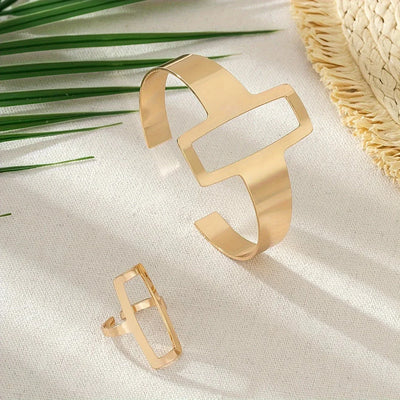 Novelle - Adjustable Geometric Bracelet & Ring Set