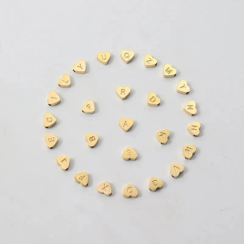 Nora - Adjustable Heart Letter Initial Bracelets White