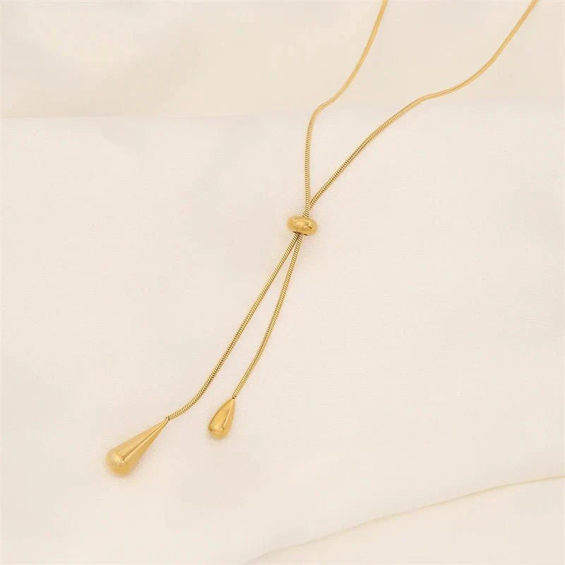 Ismara - Adjustable Pull Droplet Necklace &amp; Earrings