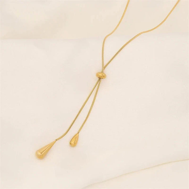Ismara - Adjustable Pull Droplet Necklace &amp; Earrings