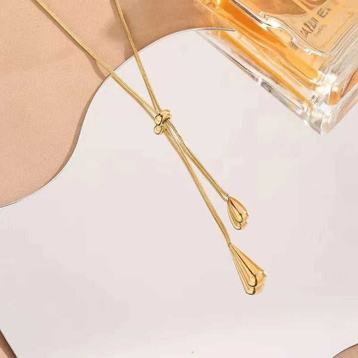 Ismara - Adjustable Pull Droplet Necklace &amp; Earrings